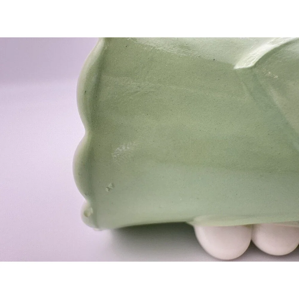 Vintage Anchor Hocking Vitrock Vase 5¼” Green & White Art Deco Uranium Glow